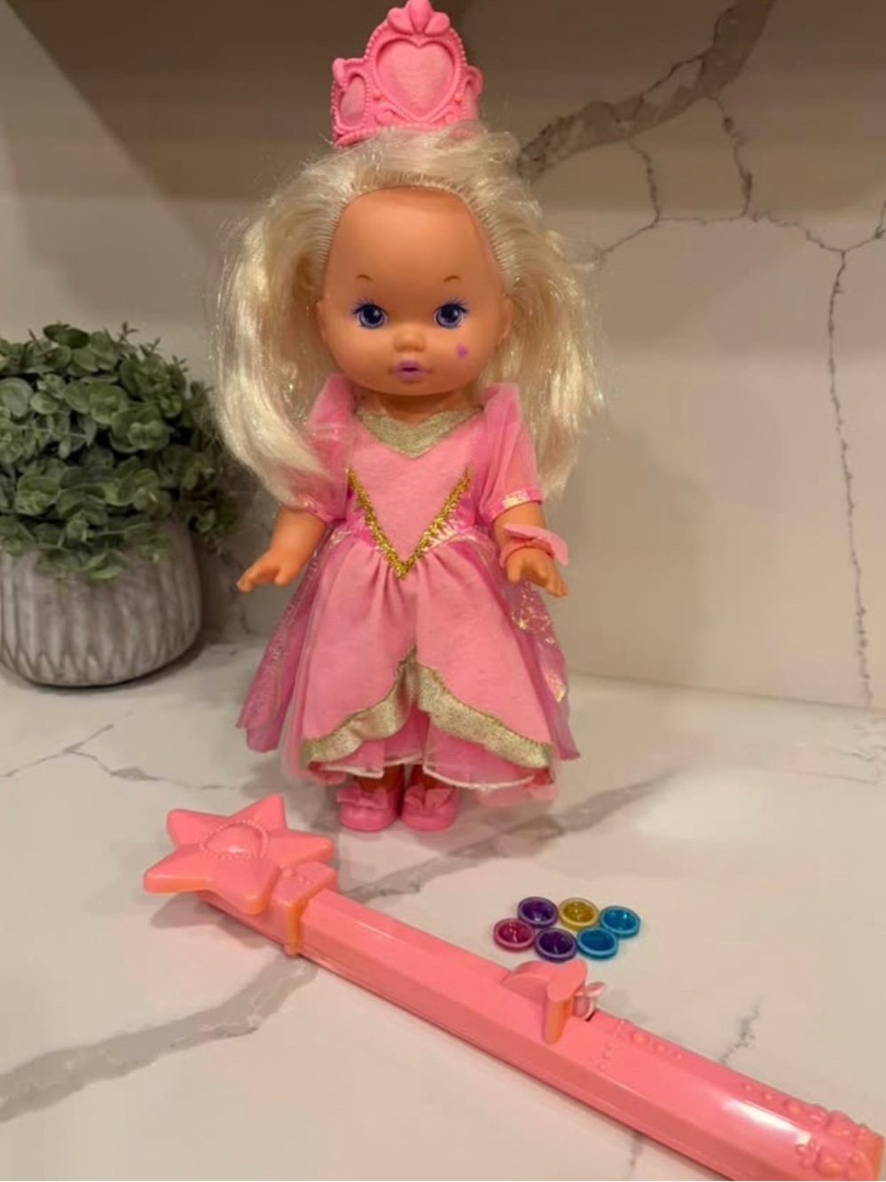Vintage 1988 Mattel Lil Miss Magic Jewels Doll Complete Wand Dress Tiara Gems
